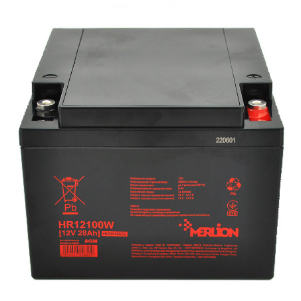 Фото - Акумулятор для ДБЖ Merlion 12V 28Ah Black (HR12100W/655)