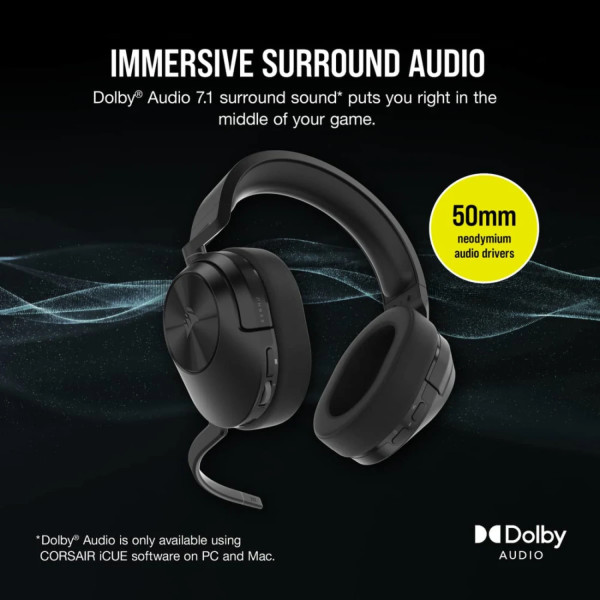 Фото - Уцінка - Гарнітура бездротова ігрова Corsair HS55 Wireless Gaming Dolby 7.1 Carbon (CA-9011280-EU)