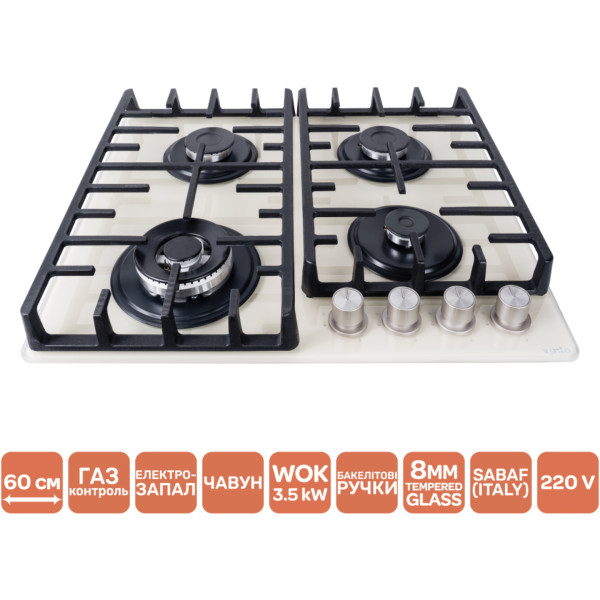 Фото - Варильна поверхня газова Ventolux HSF640-H2G CEST (IVORY)