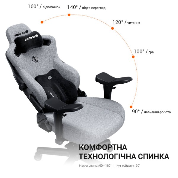 Фото - Кресло для геймеров Anda Seat Kaiser 3 Pro Size XL Grey Fabric (AD12YDC-XL-01-G-PV/F-G02)