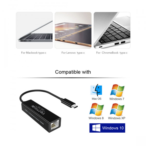 Фото - Перехідник USB-C - Ethernet Choetech USB Type-C (HUB-R01)