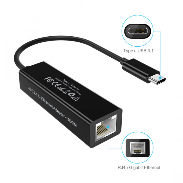Фото - Перехідник USB-C - Ethernet Choetech USB Type-C (HUB-R01)