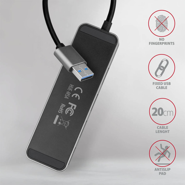 Фото - Хаб USB AXAGON SuperSpeed USB-A SWITCH CHARGING function, 20 см USB-A cable, Silver (HUE-MSA)