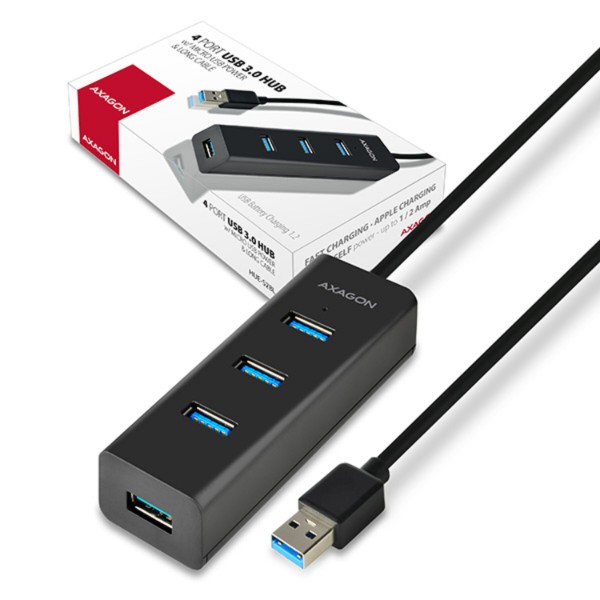 Фото - Хаб USB AXAGON USB3.0 CHARGING 2m Cable, MicroUSB Charging, Black (HUE-S2BL)