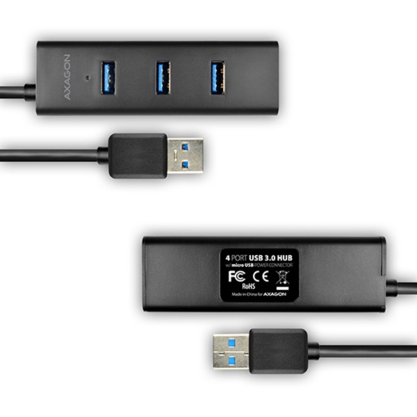 Фото - Хаб USB AXAGON USB3.0 CHARGING 2m Cable, MicroUSB Charging, Black (HUE-S2BL)