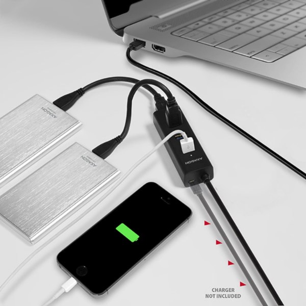Фото - Хаб USB AXAGON USB3.0 CHARGING 2m Cable, MicroUSB Charging, Black (HUE-S2BL)