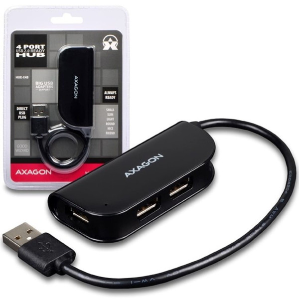 Фото - Хаб USB AXAGON USB READY 20 см USB-A cable, Black (HUE-X4B)