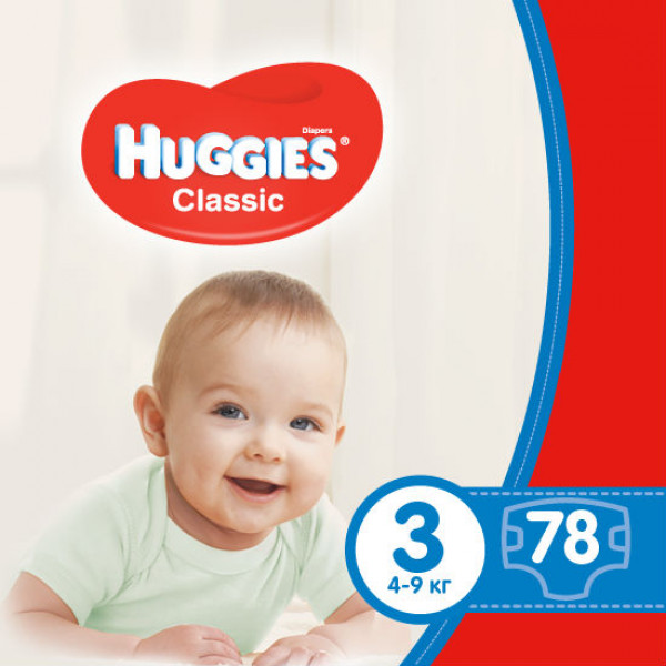 Фото - Одноразові підгузки Huggies Classic Розмір 3 (4-9 кг), 78 шт. (5029053543116)