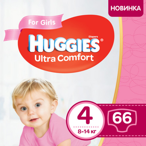 Фото - Одноразовые подгузники Huggies Ultra Comfort 4 для девочек 66 шт. (5029053543628)