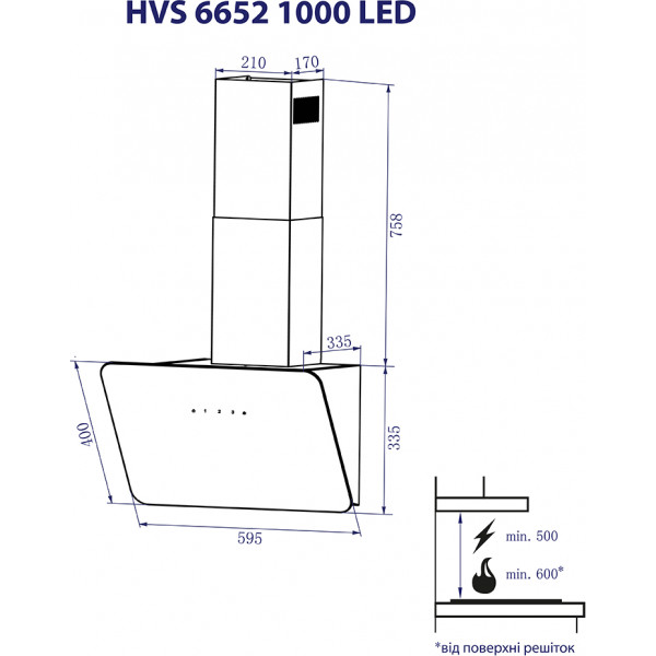 Фото - Витяжка декоративна Minola HVS 6652 BL 1000 LED