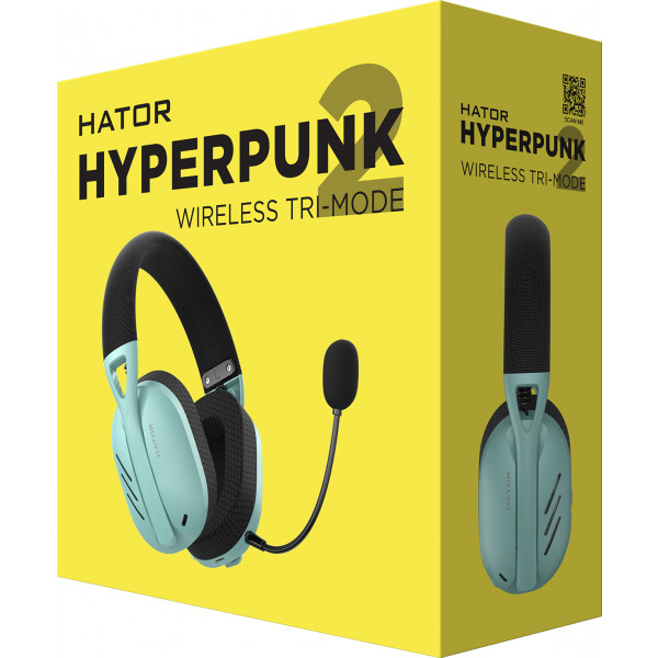 Фото - Гарнітура бездротова ігрова Hator Hyperpunk 2 Wireless Tri-mode Black/Mint (HTA-858)