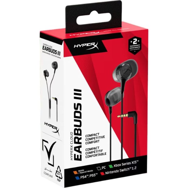Фото - Гарнітура дротова ігрова HyperX Cloud Earbuds III, 3.5мм, Black (BN7R9AA)