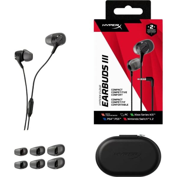 Фото - Гарнітура дротова ігрова HyperX Cloud Earbuds III, 3.5мм, Black (BN7R9AA)
