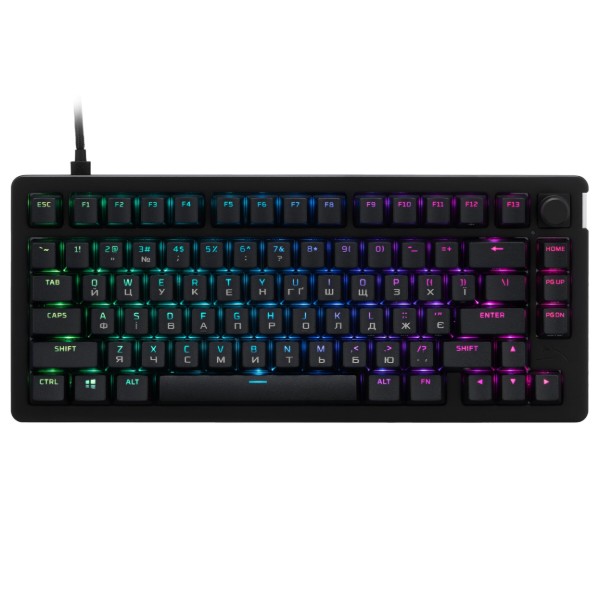 Фото - Клавіатура дротова ігрова HyperX Alloy Rise 75 PBT HX Red USB Black (7G7A4AA) Фото - Клавіатура дротова ігрова HyperX Alloy Rise 75 PBT HX Red USB Black (7G7A4AA)