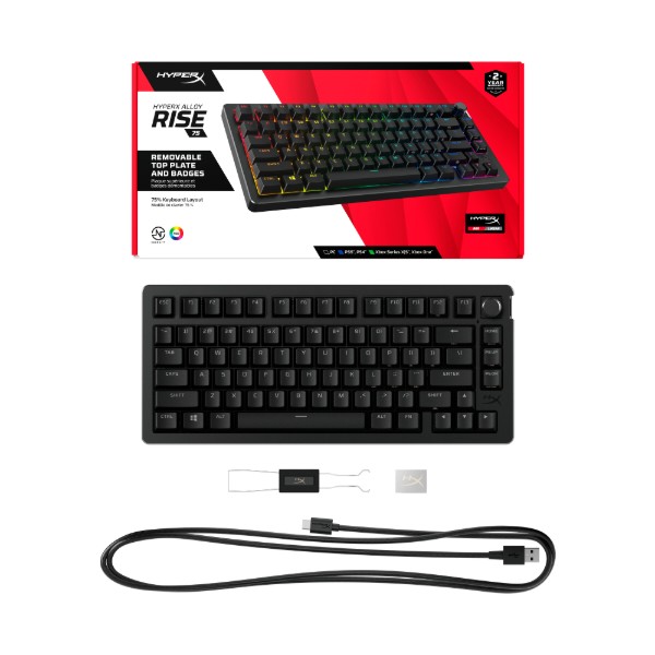 Фото - Клавіатура дротова ігрова HyperX Alloy Rise 75 PBT HX Red USB Black (7G7A4AA)