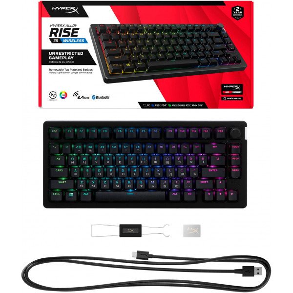 Фото - Клавиатура беспроводная игровая HyperX Alloy Rise 75 PBT HX Red Wireless (91Y91AA)