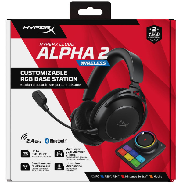Фото - Гарнітура бездротова ігрова HyperX Cloud Alpha 2 Wireless Black (AJ5C7AA)