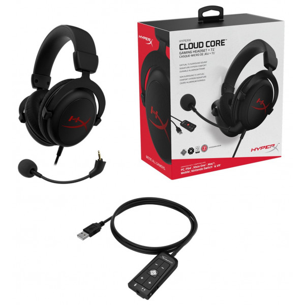 Фото - Гарнітура дротова ігрова HyperX Cloud Core + 7.1 (HX-HSCC-2-BK/WW)