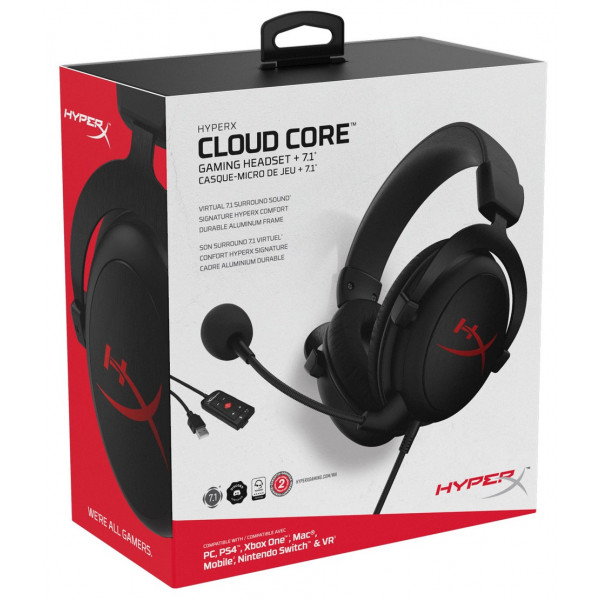 Фото - Гарнітура дротова ігрова HyperX Cloud Core + 7.1 (HX-HSCC-2-BK/WW)