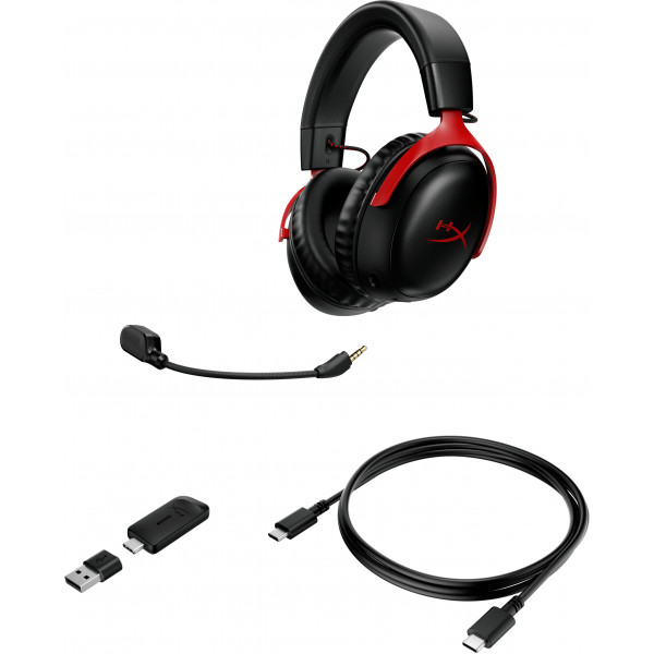 Фото - Гарнитура беспроводная игровая HyperX Cloud III Wireless Black-Red (77Z46AA)