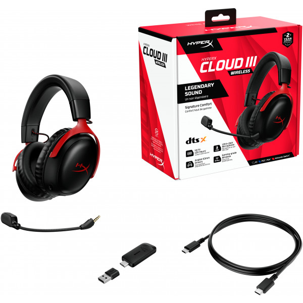 Фото - Гарнитура беспроводная игровая HyperX Cloud III Wireless Black-Red (77Z46AA)