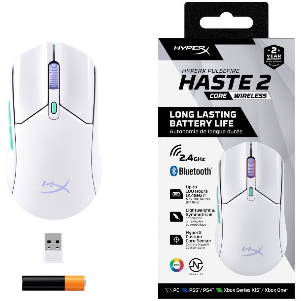 Фото - Мышь беспроводная игровая HyperX Pulsefire Haste 2 Core Wireless White (8R2E7AA)