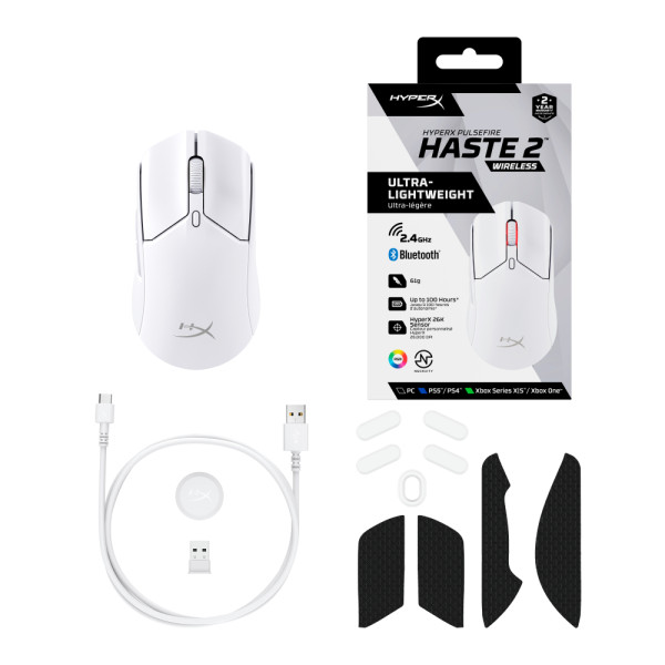 Фото - Миша бездротова ігрова HyperX Pulsefire Haste 2 Wireless White (6N0A9AA)