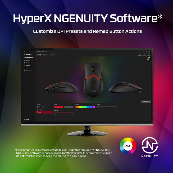 Фото - Миша дротова ігрова HyperX Pulsefire Saga Black (A2PB3AA)