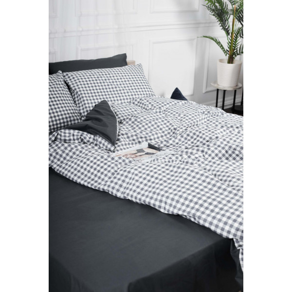 Фото - Комплект постільної білизни Moon&Star King Size 220x240 Gray Square Ranforce Elite (MS-820000002)
