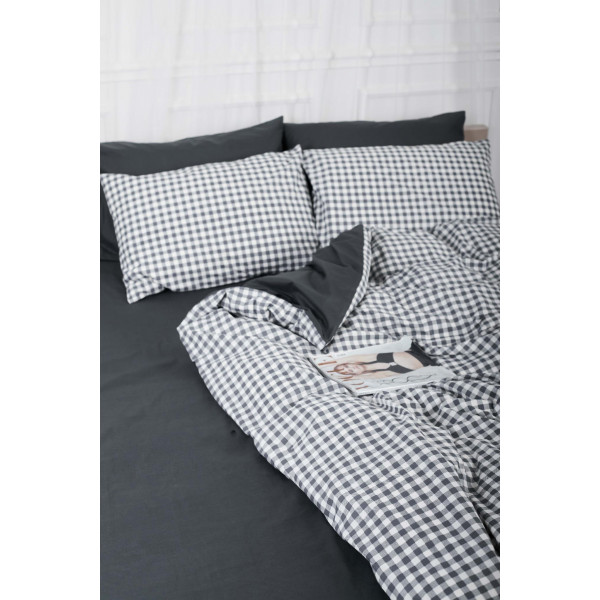 Фото - Комплект постільної білизни Moon&Star King Size 220x240 Gray Square Ranforce Elite (MS-820000002)