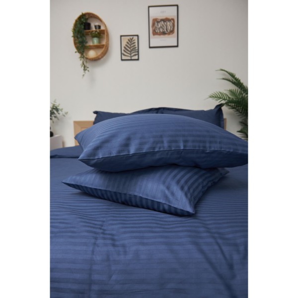 Фото - Комплект постельного белья Moon&Star 160х220х2 нав. 2х50х70 Delfi Blue Satin Stripe (MS-820000521)