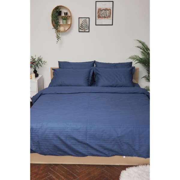 Фото - Комплект постельного белья Moon&Star 160х220х2 нав. 2х50х70 Delfi Blue Satin Stripe (MS-820000521)
