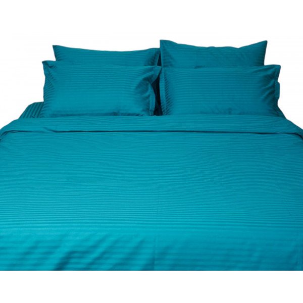 Фото - Комплект постільної білизни Moon&Star 160х220х2 нав. 4х70х70 Turkish Blue Satin Stripe (MS-820000664)