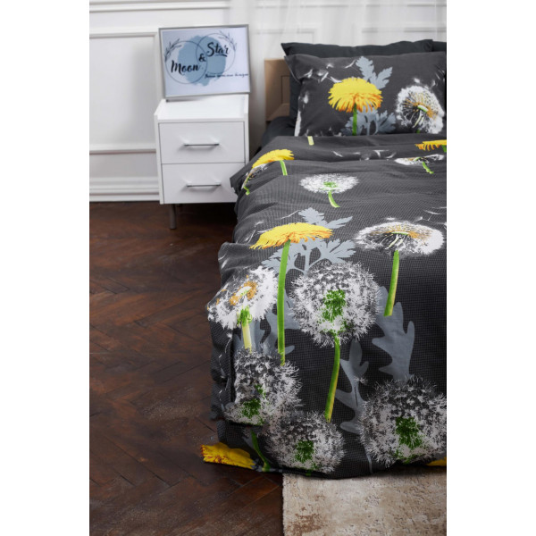 Фото - Комплект постільної білизни Moon&Star 160х220х2 нав. 2х50х70 Dandelion Black Бязь Gold Люкс (MS-820000936)