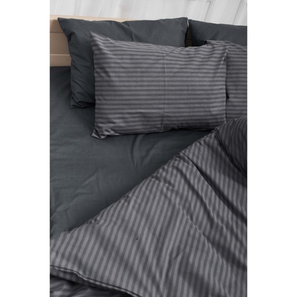 Фото - Комплект постельного белья Moon&Star 160х220х2 нав. 4х70х70 Gray Stripe&Black Бязь Gold Люкс (MS-820001074)