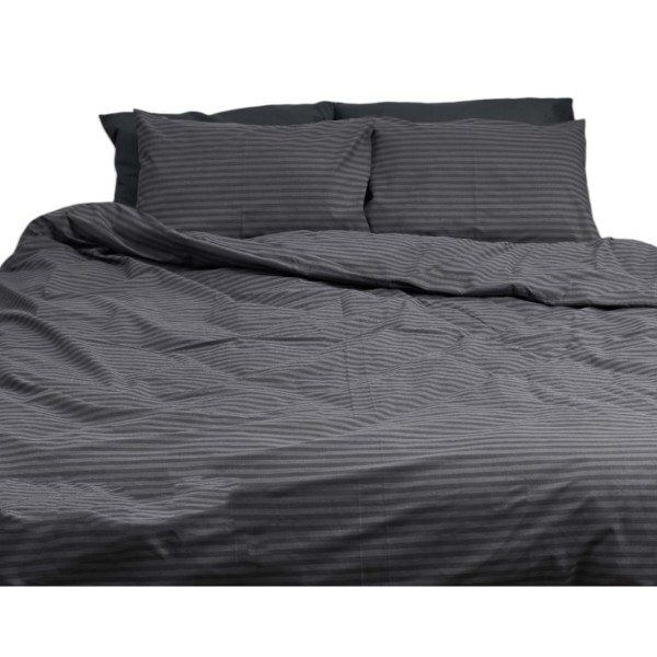 Фото - Комплект постельного белья Moon&Star 160х220х2 нав. 4х70х70 Gray Stripe&Black Бязь Gold Люкс (MS-820001074)