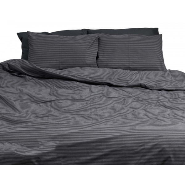 Фото - Комплект постільної білизни Moon&Star 160х220х2 нав. 2х50х70 Gray Stripe&Black Бязь Gold Люкс (MS-820001076)