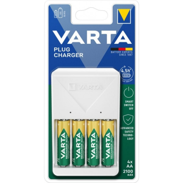 Фото - З/пристрій для акумуляторів AA/AAA Varta Plug Charger 4хNI MH (57657101451)