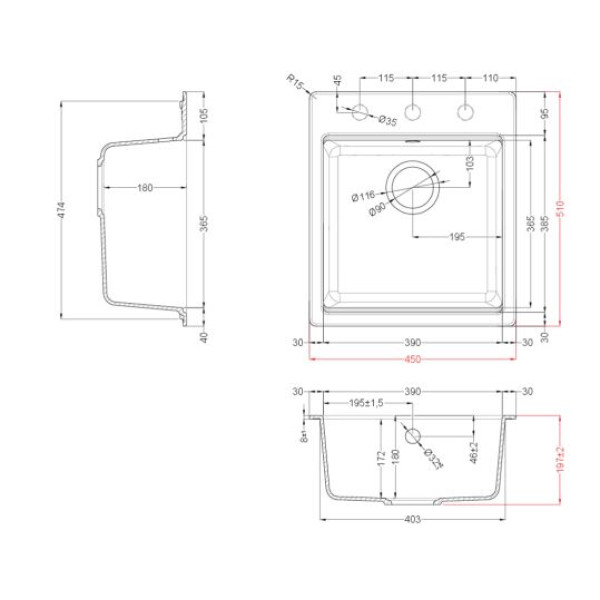 Фото - Мойка кухонная Elleci TIME 102 on top nero 40