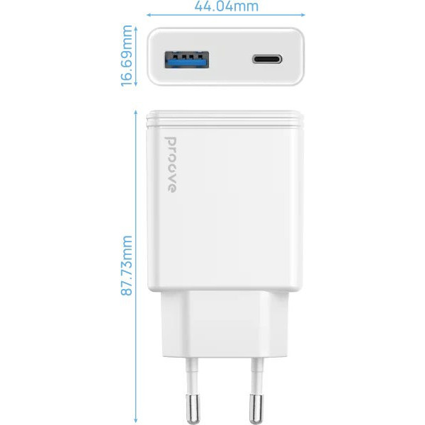 Фото - Сетевое зарядное устройство Proove Slender 45W (Type-C + USB) white (WCSL45110002)