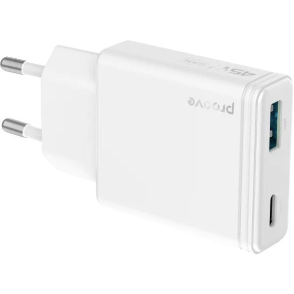 Фото - Сетевое зарядное устройство Proove Slender 45W (Type-C + USB) white (WCSL45110002)