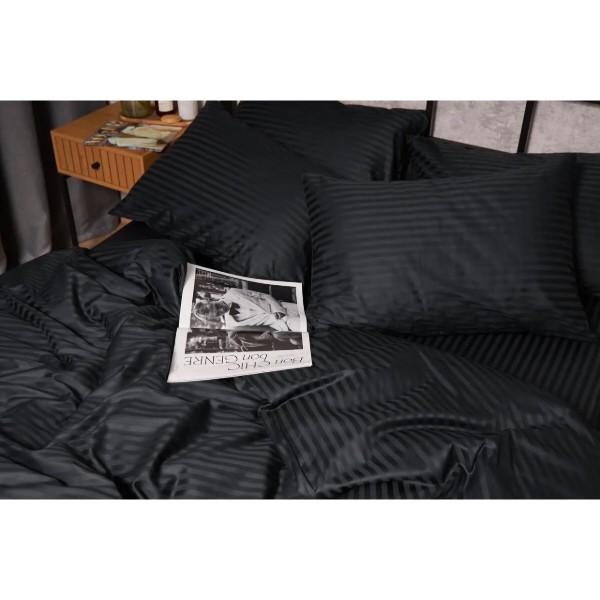 Фото - Комплект постільної білизни Moon&Star Satin Stripe «Midnight Luxe» 200х220 см нав. 2х50х70 (MS-820005261)