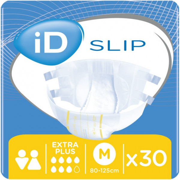 Фото - Одноразові підгузки ID Slip Extra Plus Medium талия 80-125 см 30 шт. (5411416047643)