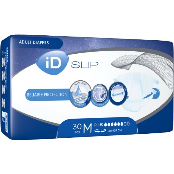 Фото - Одноразові підгузки ID Slip Plus Medium талия 80-125 см 30 шт. (5411416048176)