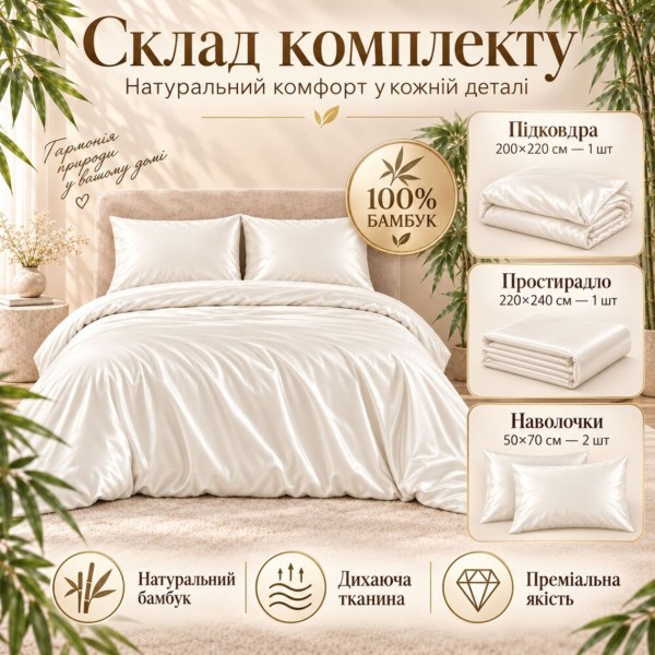 Фото - Комплект постільної білизни IDEIA БАМБУК 200х220 + нав. 50х70 2 шт. + простирадло 220х240 коробка (8-36803*001)