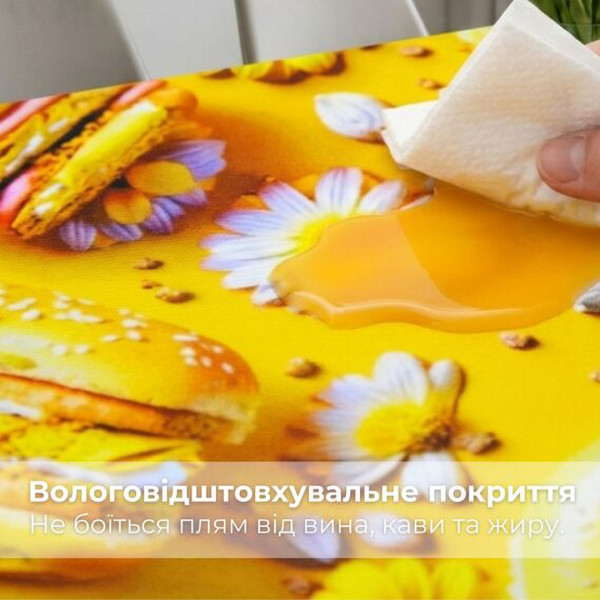Фото - Скатертина прямокутна IDEIA з захистом від плям 140х170 см бавовна Teflon ефект донат (8-13477*067)