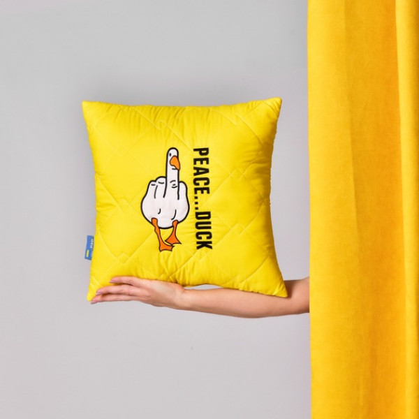 Фото - Подушка декоративна IDEIA 40х40 PEACE... DUCK бойовий гус з вишивкою антиалергенна (8-35750*001)