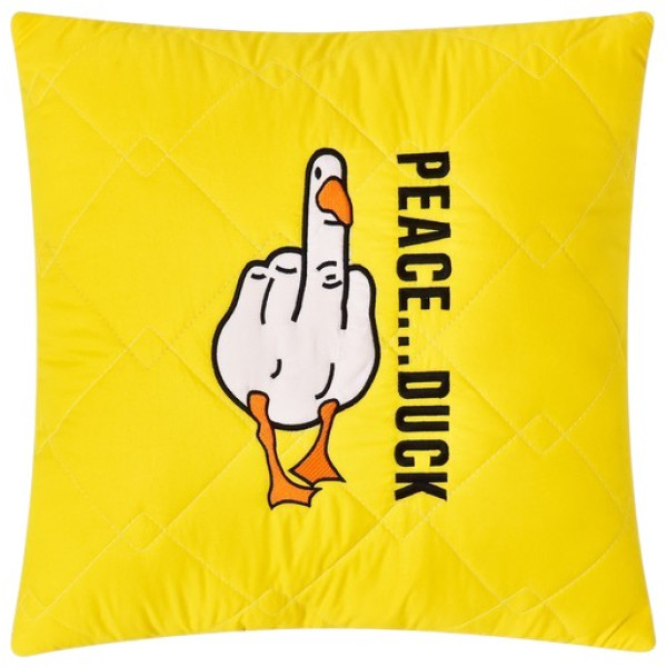 Фото - Подушка декоративна IDEIA 40х40 PEACE... DUCK бойовий гус з вишивкою антиалергенна (8-35750*001)
