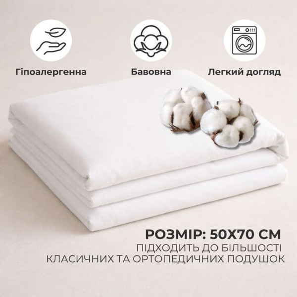 Фото - Наволочка IDEIA 50х70 Перкаль бавовна 2 шт. (8-36181)