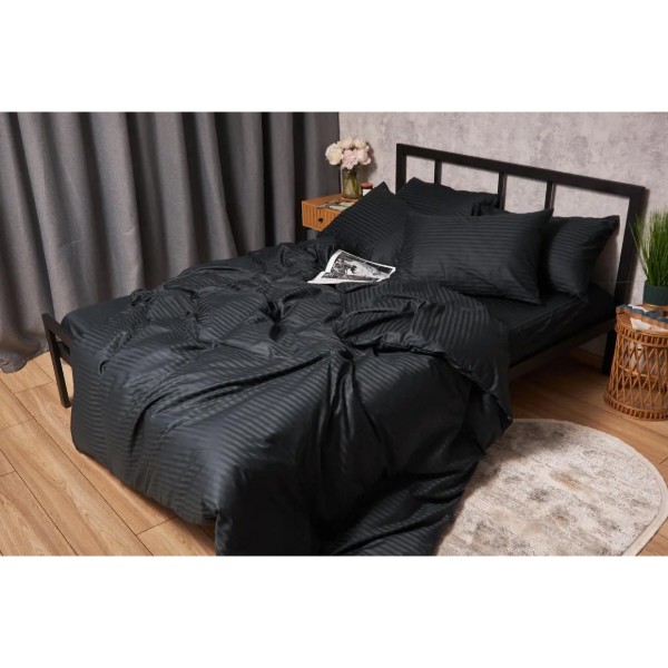 Фото - Комплект постільної білизни Moon&Star Satin Stripe «Midnight Luxe» 200х220 см нав. 2х50х70 (MS-820005261)